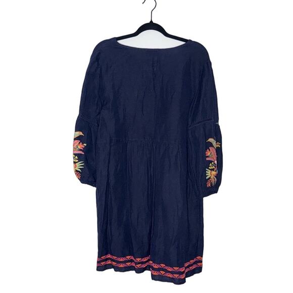Tommy Bahama St. Lucia Linen-Blend Eyelet Lace Coverup Boho Dress Blue-Large - Picture 5 of 9